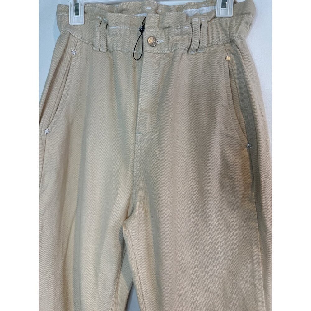 Missguided Women's 8 Tall Cream High Waisted Jeans Slim Fit Stretch Denim Y2K